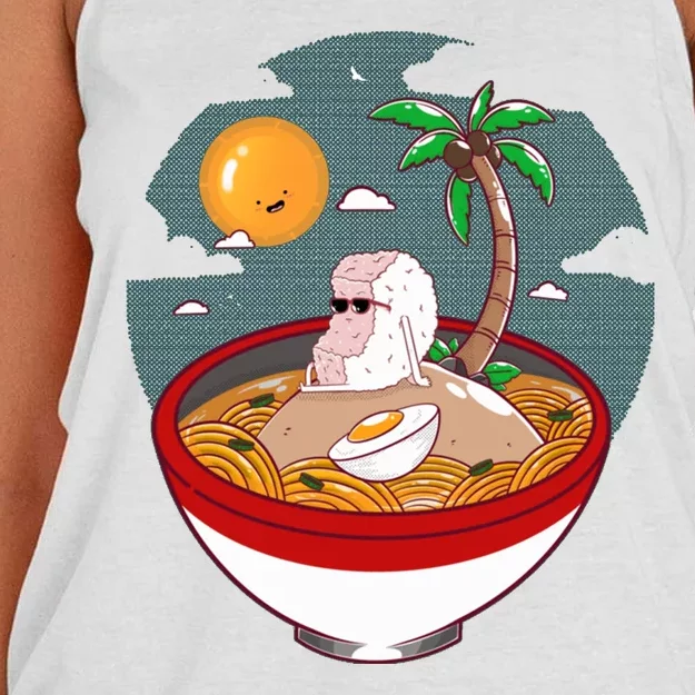 Summer Ramen Tropical Inspired Design For The Ultimate Beach Vibes Women's Knotted Racerback Tank