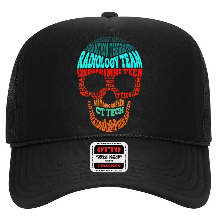 Skull Radiologic Technologist High Crown Mesh Trucker Hat