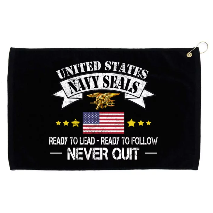 Seals Ready To Lead Ready To Follow Never Quit Na Vy Veteran Grommeted Golf Towel