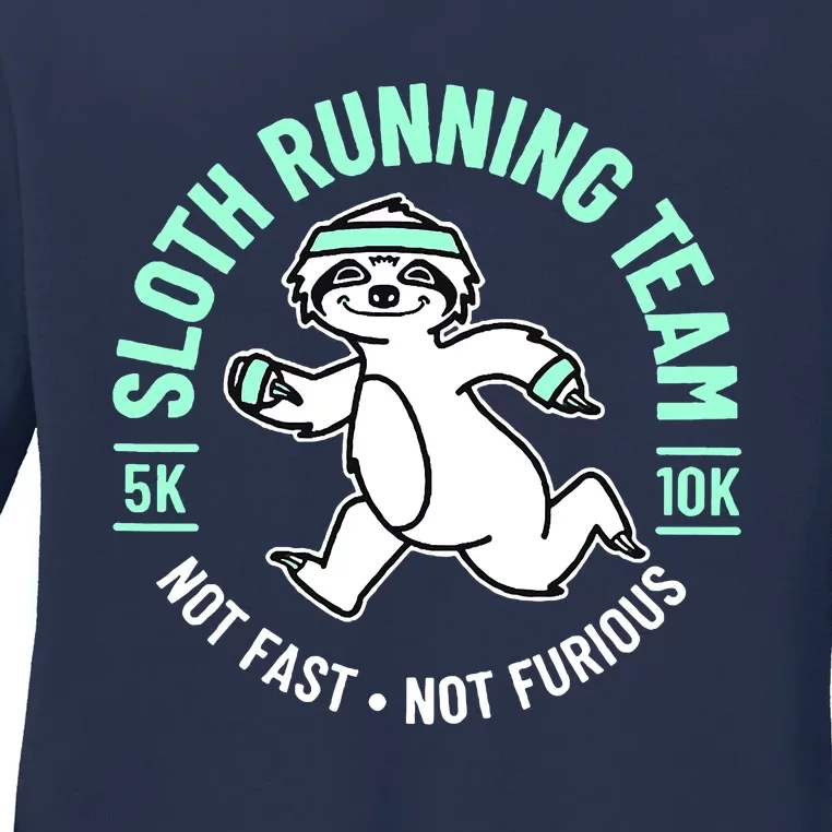 Sloth Running Team Not Fast Not Furious Ladies Long Sleeve Shirt