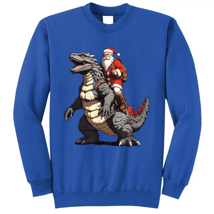 Santa Riding The Japanese Monster Kaiju For Christmas Tall Sweatshirt