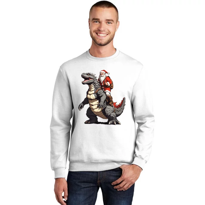 Santa Riding The Japanese Monster Kaiju For Christmas Sweatshirt