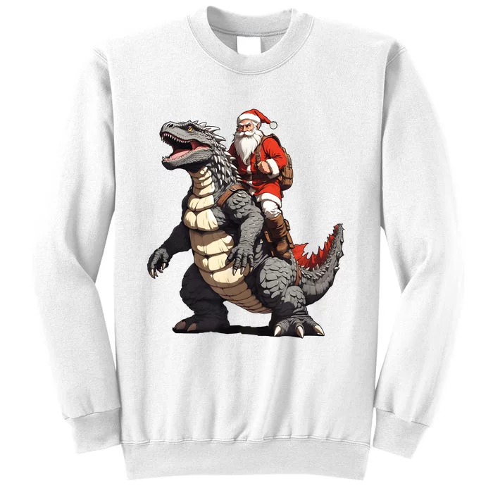 Santa Riding The Japanese Monster Kaiju For Christmas Sweatshirt