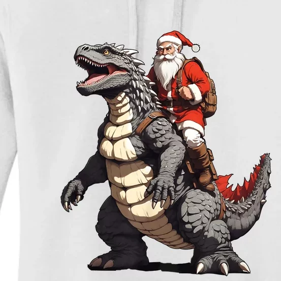 Santa Riding The Japanese Monster Kaiju For Christmas Women's Pullover Hoodie