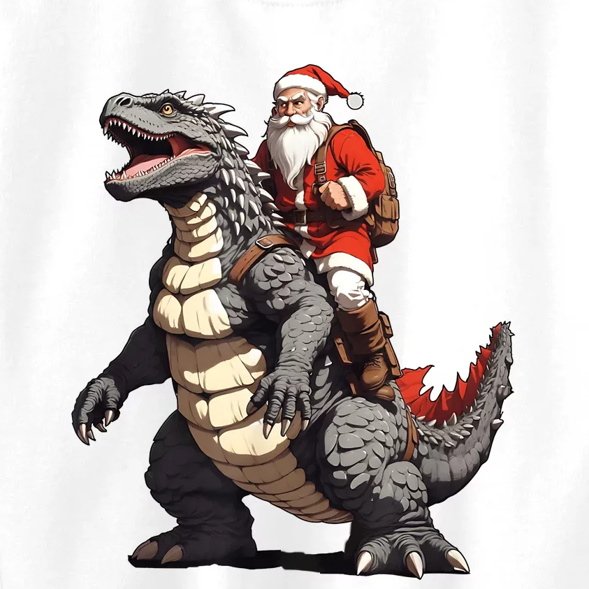 Santa Riding The Japanese Monster Kaiju For Christmas Kids Sweatshirt