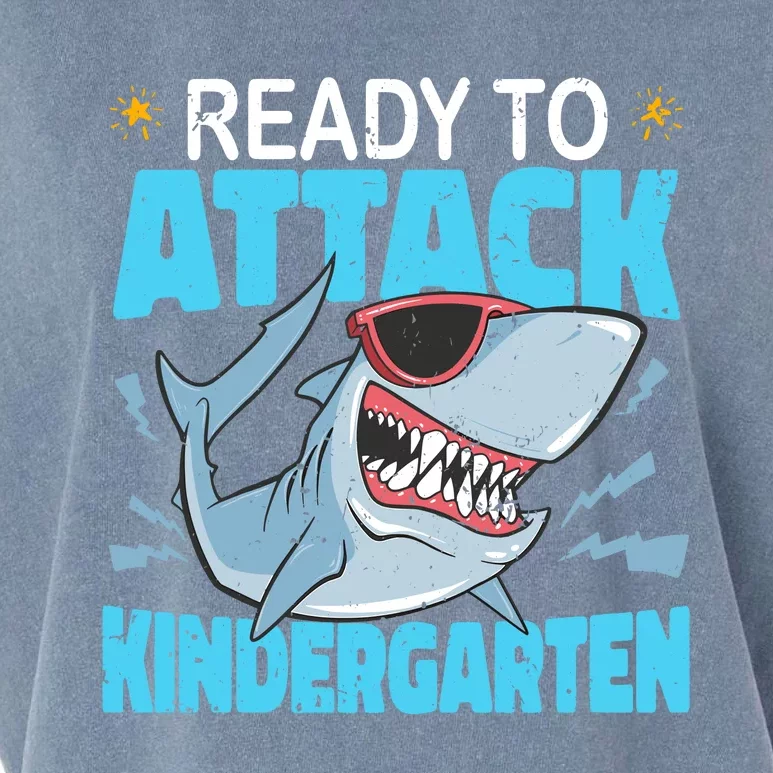 Shark Ready To Attack Kindergarten First Day Of School Garment-Dyed Women's Muscle Tee