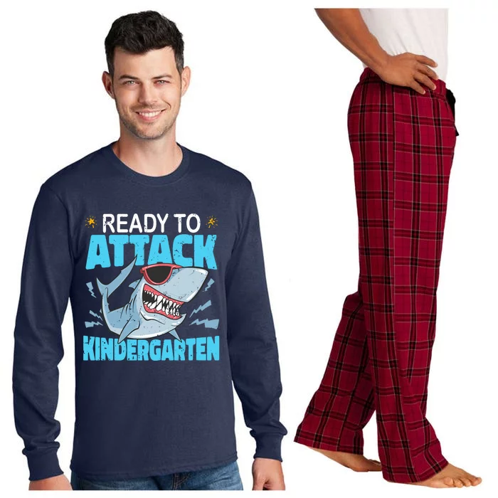 Shark Ready To Attack Kindergarten First Day Of School Long Sleeve Pajama Set