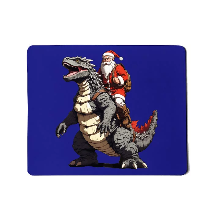 Santa Riding The Japanese Monster Kaiju for Christmas Mousepad