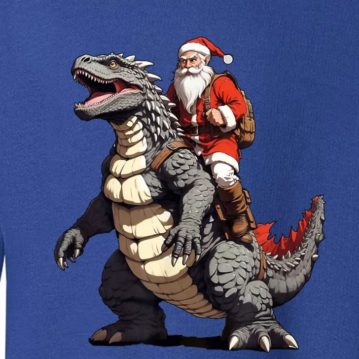 Santa Riding The Japanese Monster Kaiju For Christmas Toddler Sweatshirt