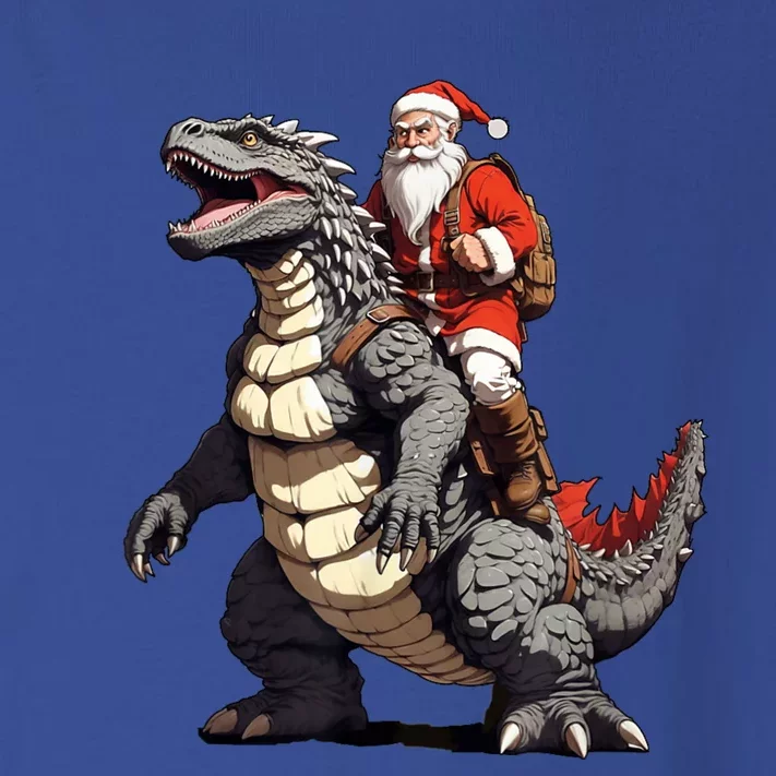 Santa Riding The Japanese Monster Kaiju For Christmas Toddler Long Sleeve Shirt