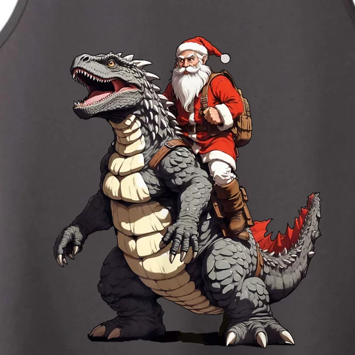 Santa Riding The Japanese Monster Kaiju For Christmas Performance Tank