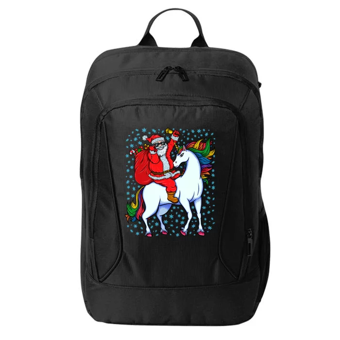 Santa Riding Unicorn Christmas Party Xmas Gift Funny Gift City Backpack