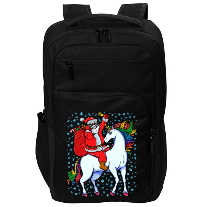 Santa Riding Unicorn Christmas Party Xmas Gift Funny Gift Impact Tech Backpack