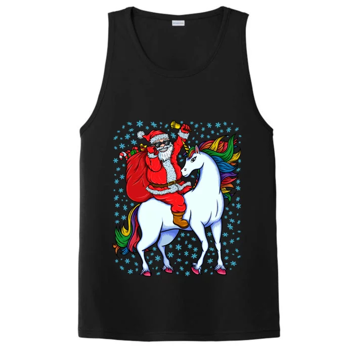 Santa Riding Unicorn Christmas Party Xmas Gift Funny Gift Performance Tank