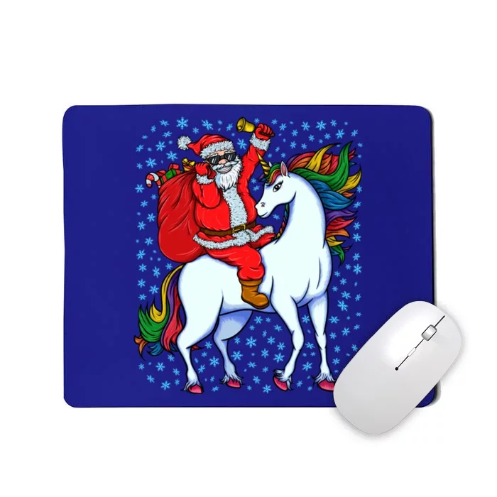 Santa Riding Unicorn Christmas Party Xmas Gift Funny Gift Mousepad