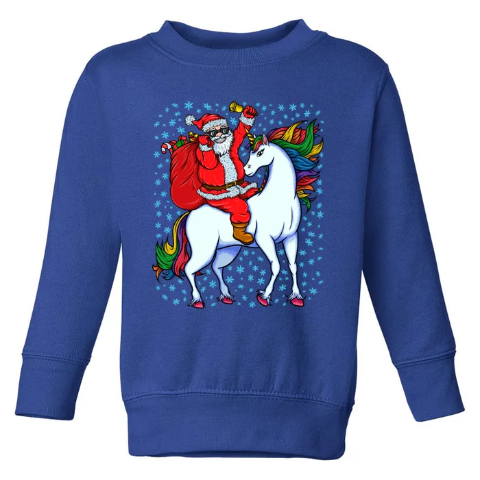 Santa Riding Unicorn Christmas Party Xmas Gift Funny Gift Toddler Sweatshirt