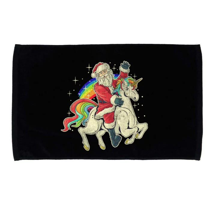 Santa Riding Unicorn Funny Christmas Cool Gift Microfiber Hand Towel