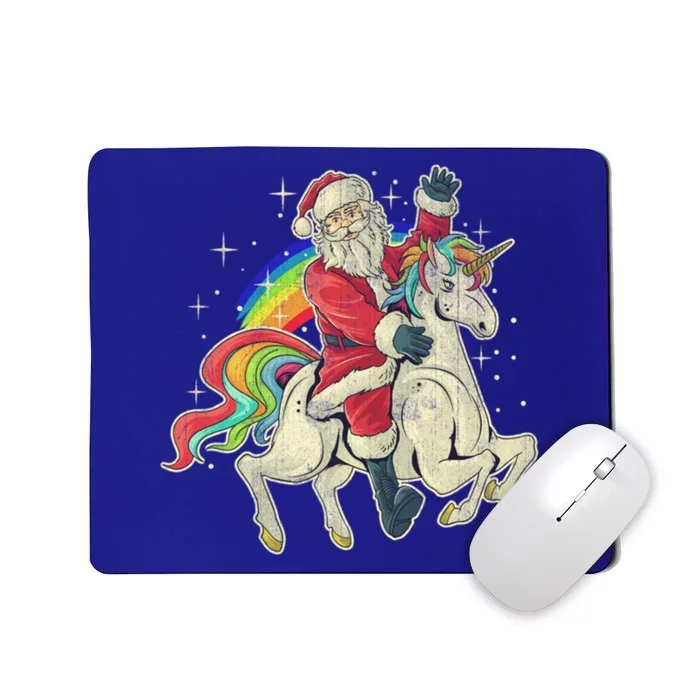 Santa Riding Unicorn Funny Christmas Cool Gift Mousepad