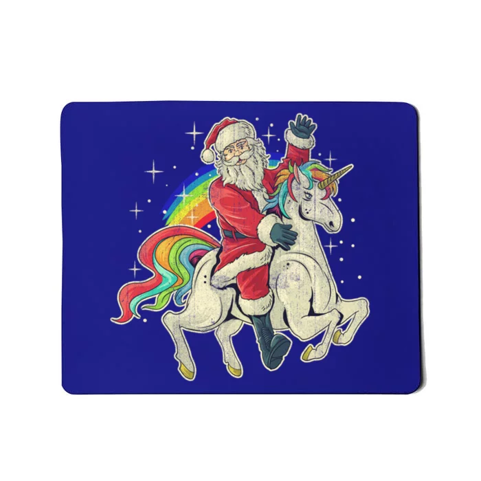 Santa Riding Unicorn Funny Christmas Cool Gift Mousepad