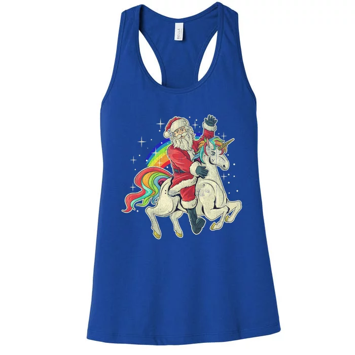 Santa Riding Unicorn Funny Christmas Cool Gift Women's Racerback Tank