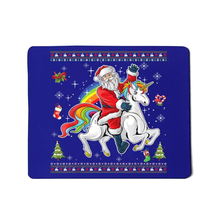 Santa Riding Unicorn Merry Christmas Xmas Sweater Ugly Cute Gift Mousepad