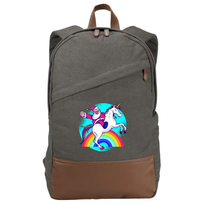 Santa Riding Unicorn Cotton Canvas Backpack