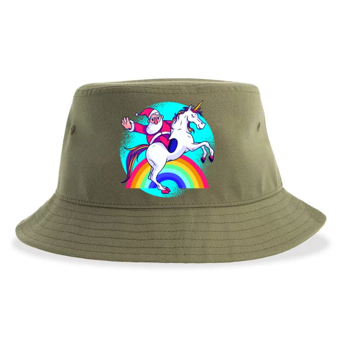 Santa Riding Unicorn Sustainable Bucket Hat