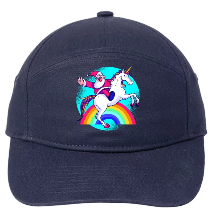 Santa Riding Unicorn 7-Panel Snapback Hat