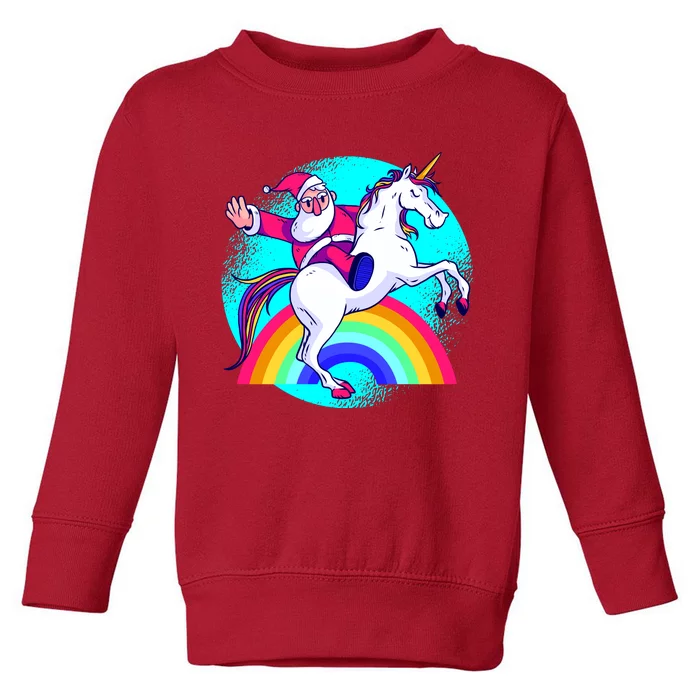 Santa Riding Unicorn Toddler Sweatshirt