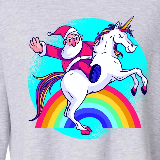 Santa Riding Unicorn Cropped Pullover Crew