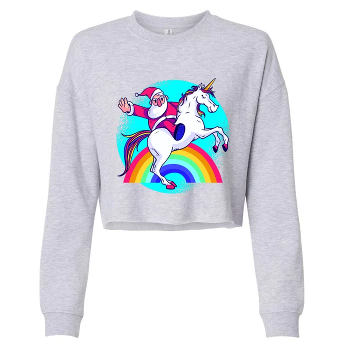 Santa Riding Unicorn Cropped Pullover Crew