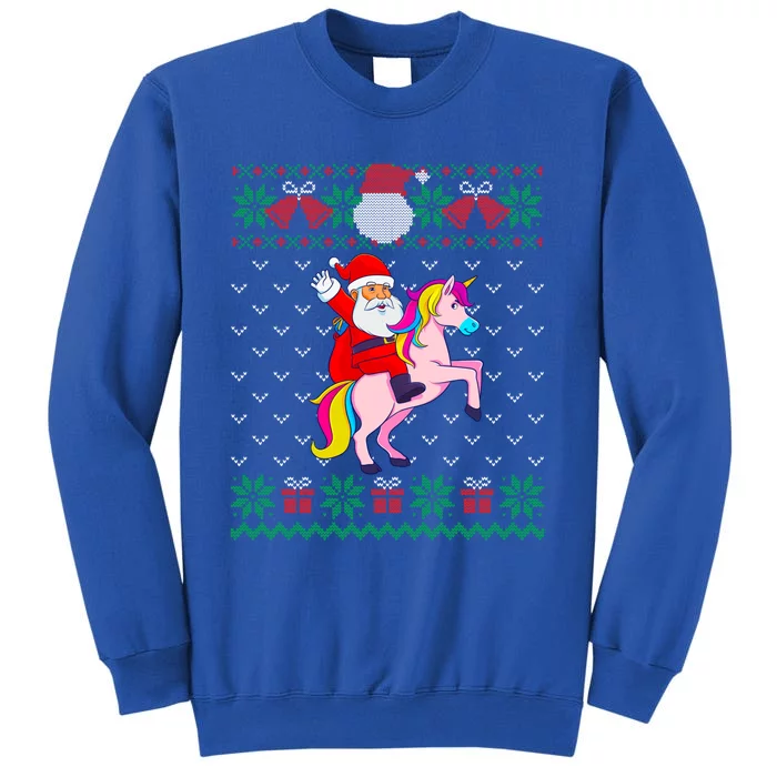 Santa Riding Unicorn Ugly Christmas Sweater Girls Cute Gift Tall Sweatshirt