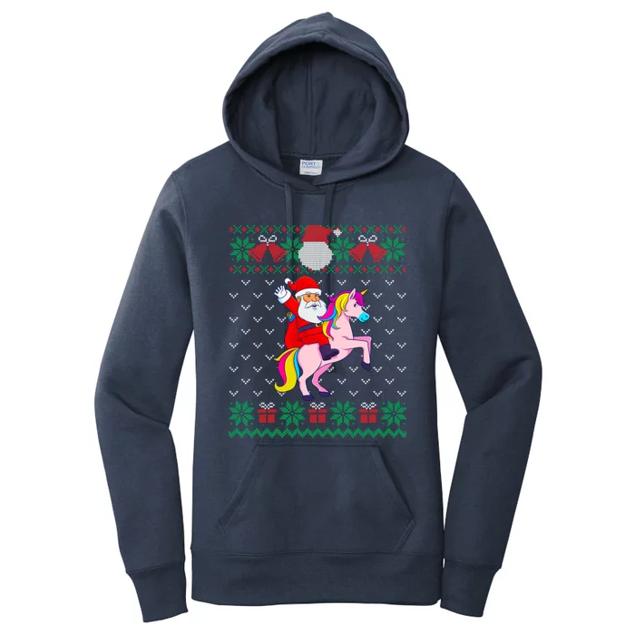 Santa Riding Unicorn Ugly Christmas Sweater Girls Cute Gift Women's Pullover Hoodie