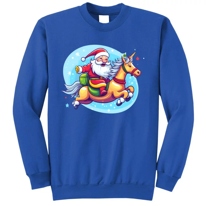 Santa Riding Unicorn Design Christmas Unicorn Great Gift Tall Sweatshirt