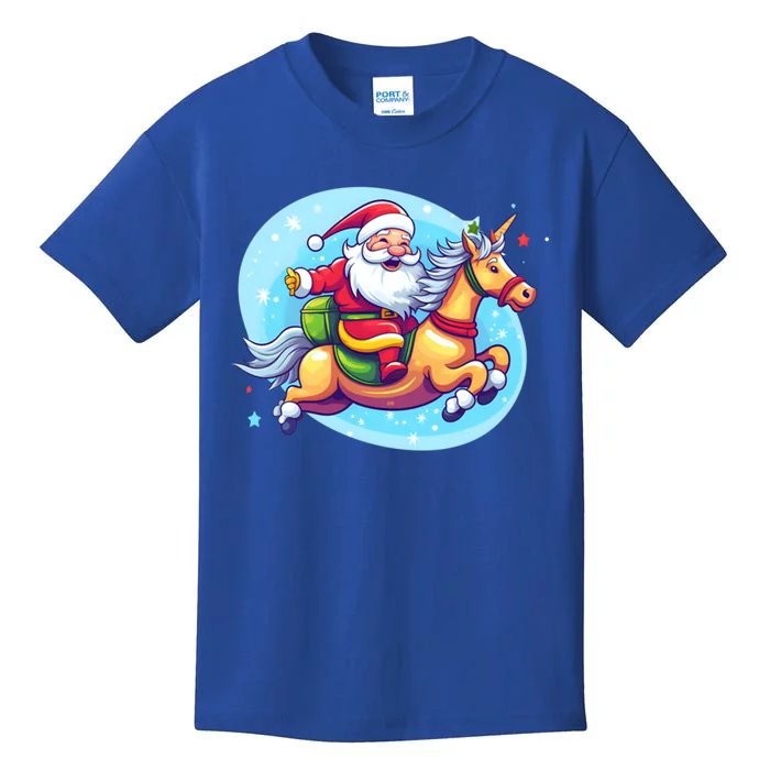 Santa Riding Unicorn Design Christmas Unicorn Great Gift Kids T-Shirt