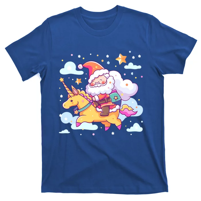 Santa Riding Unicorn Design Christmas Unicorn Gift T-Shirt