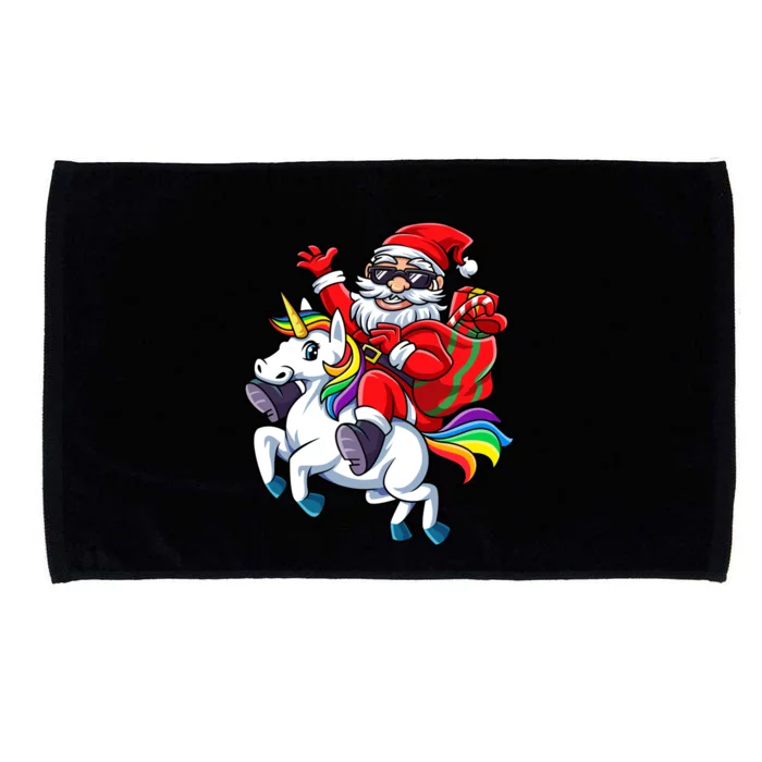 Santa Riding Unicorn Funny Christmas Xmas Santa Claus Meaningful Gift Microfiber Hand Towel