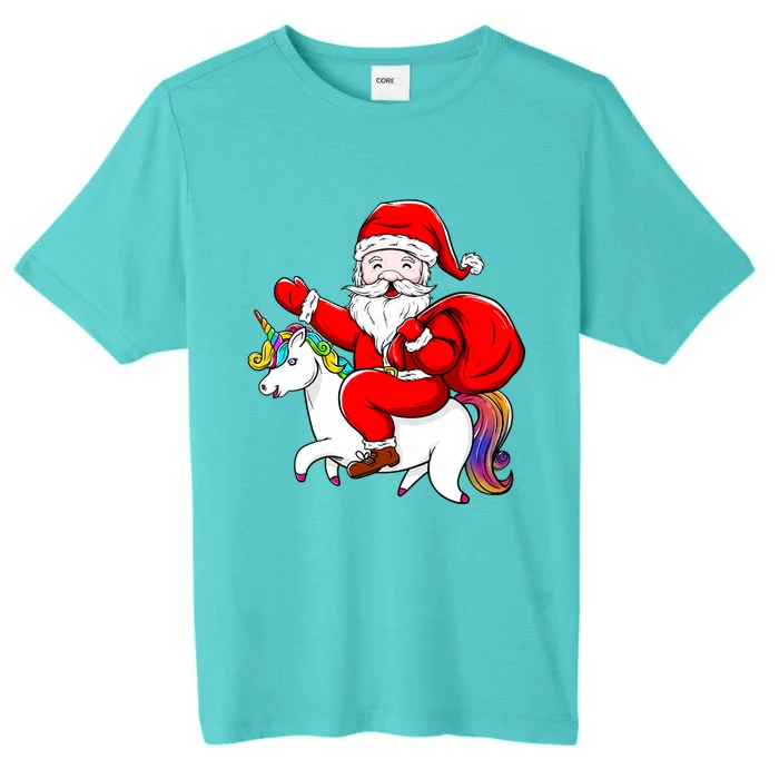 Santa Riding Unicorn Christmas Funny Gift Funny Xmas Meaningful Gift ChromaSoft Performance T-Shirt