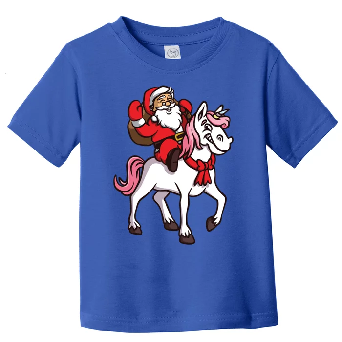 Santa Riding Unicorn Xmas Chrismas Gift Toddler T-Shirt