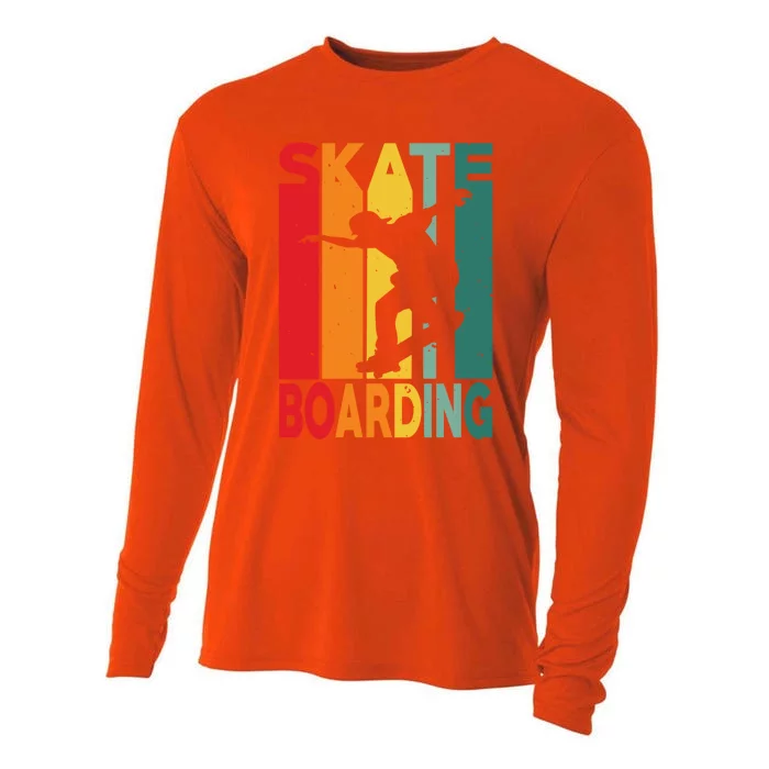 Skateboarder Retro Vintage Design Skateboarding Gift Cooling Performance Long Sleeve Crew