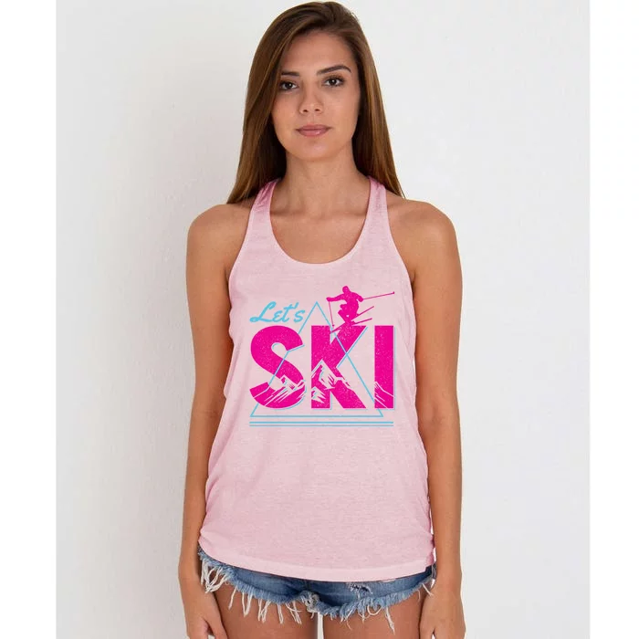 Ski Retro Vintage Winter Sports Skiing Skier Gift Cool Gift Women's Knotted Racerback Tank