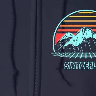 Switzerland Retro Vintage 80s Style Full Zip Hoodie