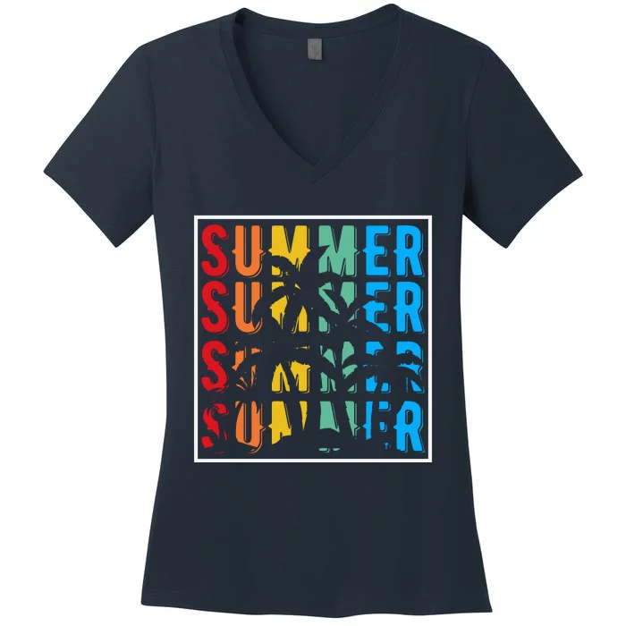 Summer Retro Vintage Women's V-Neck T-Shirt