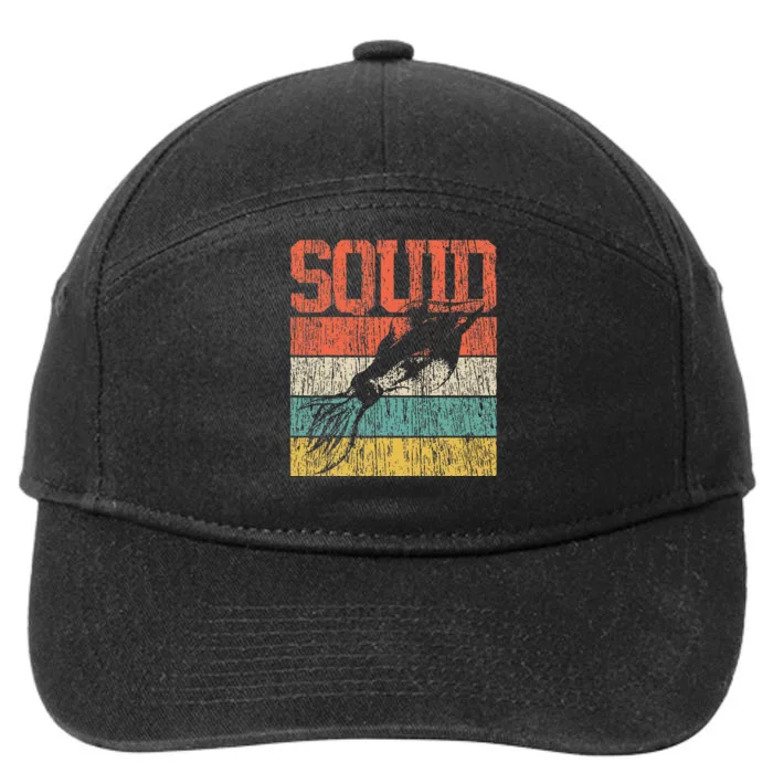 Squid Retro Vintage Marine Biologist 7-Panel Snapback Hat