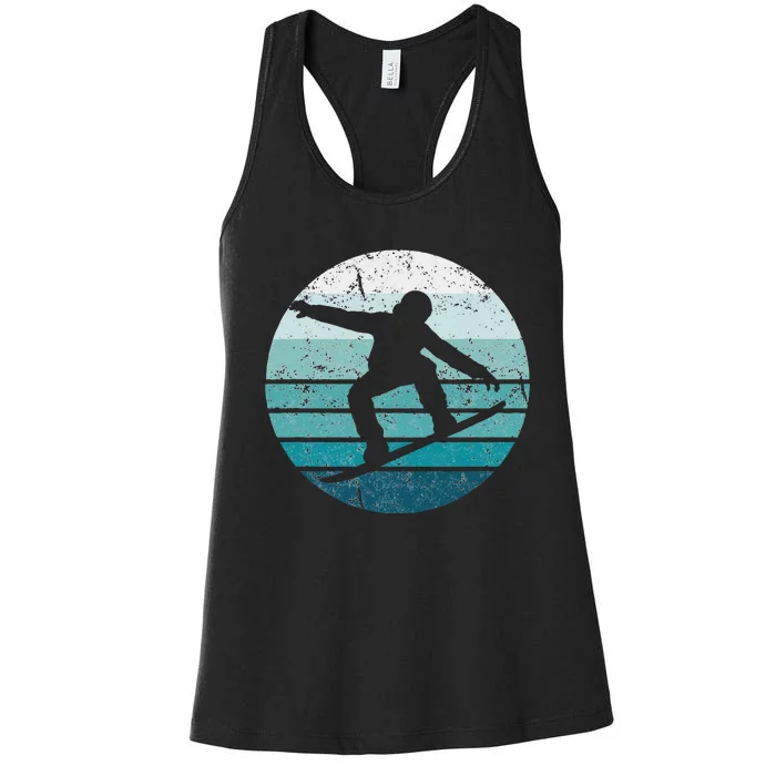 Snowboard Retro Vintage Cool Snowboarding Blue Sunset Women's Racerback Tank