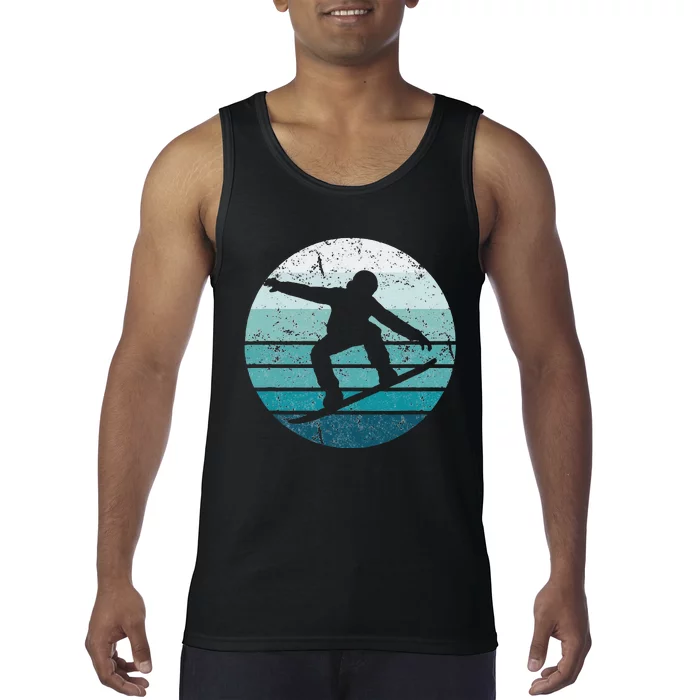 Snowboard Retro Vintage Cool Snowboarding Blue Sunset Tank Top