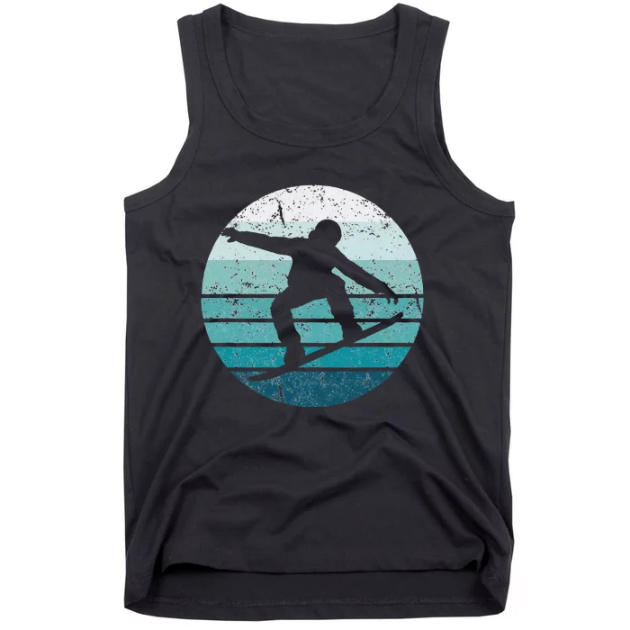 Snowboard Retro Vintage Cool Snowboarding Blue Sunset Tank Top