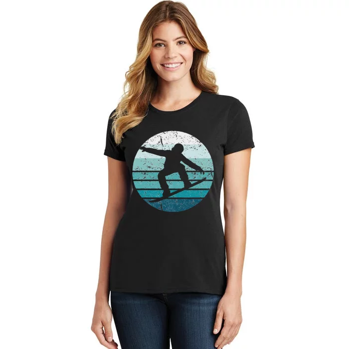 Snowboard Retro Vintage Cool Snowboarding Blue Sunset Women's T-Shirt