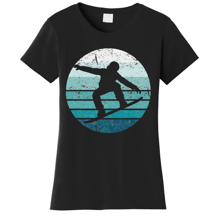 Snowboard Retro Vintage Cool Snowboarding Blue Sunset Women's T-Shirt