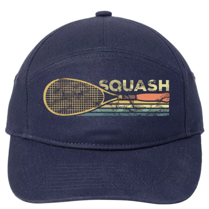 Squash Racket Vintage Squash Lover Funny Sports Enthusiast 7-Panel Snapback Hat